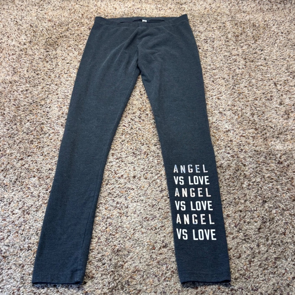 Victorias Secret Angel VS Love Graphic Leggings Charcoal Gray Womens Small‎ S/P